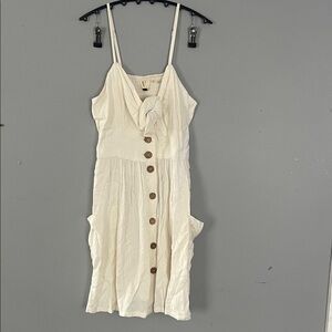 Roxy Woman’s Cream Button-Front Midi Dress Small